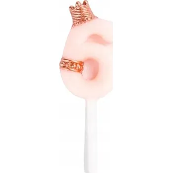 Dortová svíčka NAROZENINOVÁ SVÍČKA 6 RŮŽOVÁ 10 CM SVÍČKA NA DORT ČÍSLICE KORUNA NAROZENINY