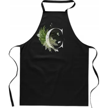 Kuchyňská zástěra KUCHYŇSKÁ ZÁSTĚRA černá S PÍSMENEM C jméno monogram Czarek Celina FA_391_cz