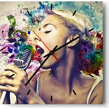 Hodiny Nástěnné hodiny do kuchyně 30x30 Žena Stylové hodiny na skle Loft Tiché