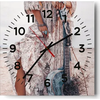 Hodiny Nástěnné hodiny do obýváku 40x40 Žena Bezhluké hodiny na skle Tiché