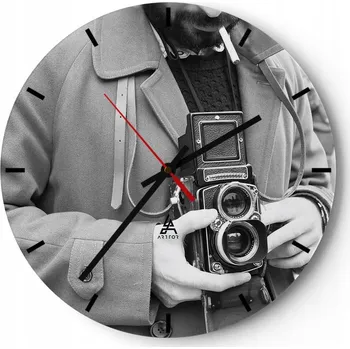 Hodiny Nástěnné hodiny do kuchyně 30x30 Fotoaparát Skleněné hodiny do obýváku Tiché