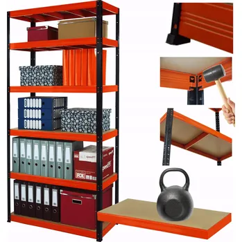 Dílenský regál Kovový regál skladový stojan HELIOS 213x90x50cm 6 polic x 175kg, kombinovatelný