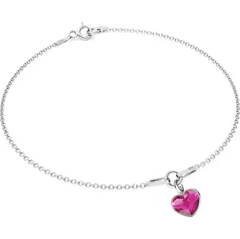 Prsten NUBIS® Stříbrný náramek se srdíčkem Crystals from Swarovski® Fuchsia - NB-0206-FU