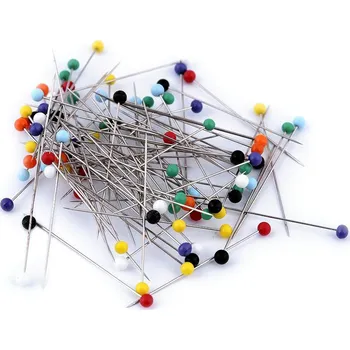 Špendlíky se skleněnou hlavičkou délka 34 mm Varianta: mix, Balení: 1 krab.