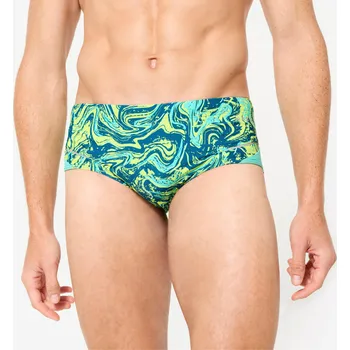 Pánské plavky DECATHLON Pánské slipové plavky 900 Pint 40 MODRÁ|ZELENÁ|ŽLUTÁ