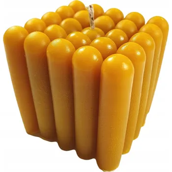 Svíčka Medová Dekorativní 3D Svíčka z Včelího Vosku "Chřest" 230g Přírodní