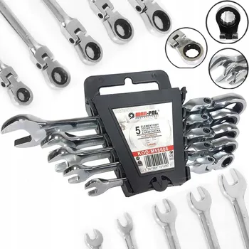 Klíč KLÍČE OČKOPLOCHÉ S RÁČNOU, LÁMACÍ, 8-17mm, 5ks