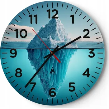 Hodiny Nástěnné hodiny do obýváku 40x40 Ledovec Hodiny na skle Loft Tiché