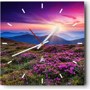 Hodiny Velké nástěnné hodiny 40x40 Krajina Skleněné hodiny Tiché