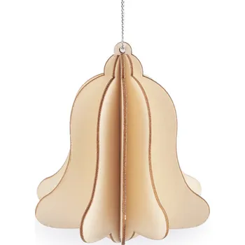 Vánoční dekorace Vánoční dřevěné ozdoby skládací baňka, zvonek, anděl Varianta: 3 přírodní zvonek, Balení: 1 ks