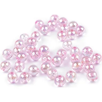 Korálek Plastové korálky duhové Ø8 mm Varianta: 9 (907) růžová sv., Balení: 10 g