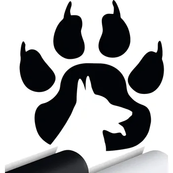 Samolepicí dekorace na vozidlo SAMOLEPKA na auto TLAPKA PES 14x15 cm