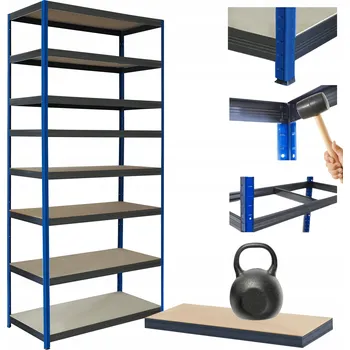 Dílenský regál Kovový regál skladový stojan HELIOS 270x100x45cm 8 polic x 175kg, ROBUSTNÍ