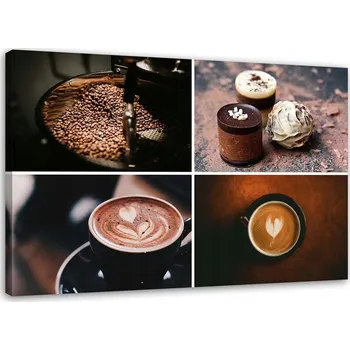 Obraz OBRAZ NA PLÁTNĚ Káva a Sladkosti Sada 100x70