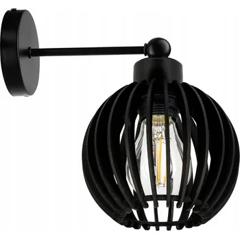 Nástěnné svítidlo Nástěnná lampa E27 pevná loft koule dřevo černá