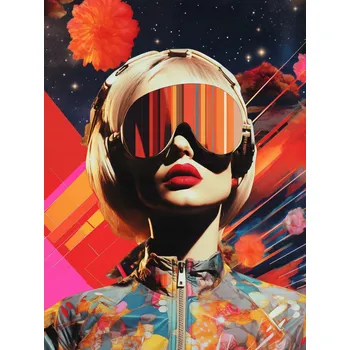 Plakát Plakát Retrofuturistická Múza bez rámu 75 x 100 cm