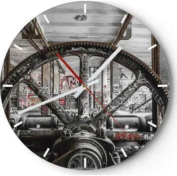 Hodiny Nástěnné hodiny do kuchyně 30x30 Průmyslové Skleněné hodiny do obýváku Loft Tiché