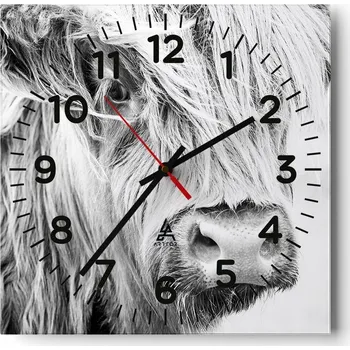 Hodiny Kuchyňské nástěnné hodiny 30x30 Kráva Skleněné hodiny do obýváku Moderní Tiché