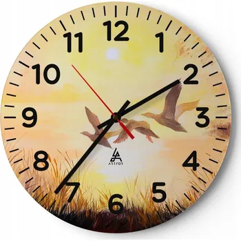 Hodiny Nástěnné hodiny do obýváku 40x40 Natura Kulatý Skleněné hodiny Loft Tiché