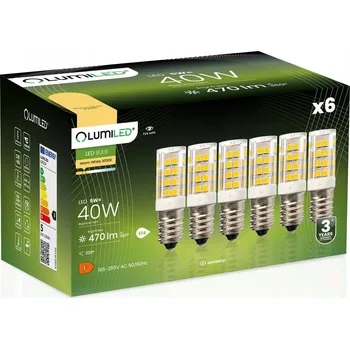 Žárovka 6x LED žárovka E14 Trubková T25 5W = 40W 470lm 3000K Teplá bílá 320° LUMILED