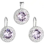 Sada šperků s krystaly Swarovski náušnice a přívěsek fialové kulaté 39107.3