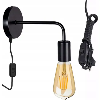 Nástěnné svítidlo Nástěnná lampa KINKIET, pevná, LOFT 1x E27 s vypínačem on/off na kabelu AC