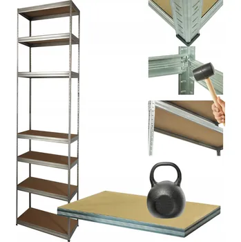 Dílenský regál Kovový regál do skladu pozinkovaný HELIOS 270x30x30 cm 7 polic x 175 kg VYSOKÝ