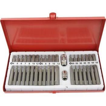 Bit Sada bitů, klíčů TORX, HEX, IMBUS, SPLINE 40 ks. ocel CrV, kovový kufřík