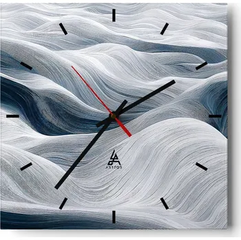 Hodiny Velké nástěnné hodiny 40x40 cm Polární skleněné hodiny Čtvercové Tiché