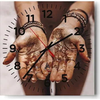 Hodiny Nástěnné hodiny do obýváku 40x40 Žena Bezhluké hodiny na skle Tiché