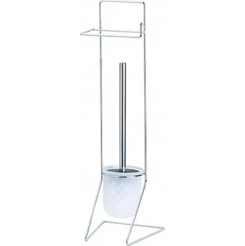 Stojan na toaletní papír OKY Chrom, štětka na WC, stříbrná bílá