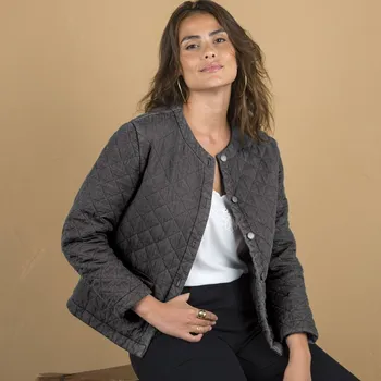 Džínová prošívaná bunda šedá 46