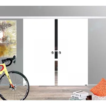Interiérové dveře Amod Supernova bílé skleněné posuvné dveře dvoukřídlé 2x 90 cm
