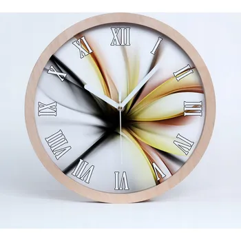Hodiny Dřevěné nástěnné hodiny abstrakce květina průměr 25 cm
