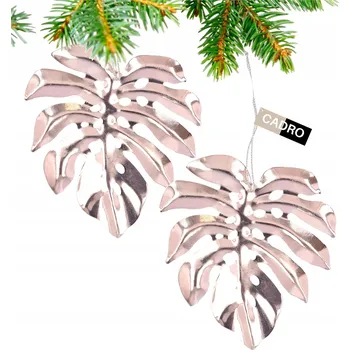 Vánoční dekorace VÁNOČNÍ OZDOBY závěsné ozdoby na stromeček vánoční listy monstery růžové 2 ks