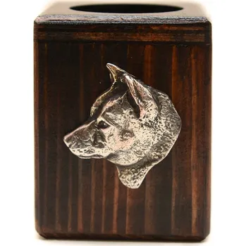 Svícen Dřevěný svícen Shiba Inu se psem, na čajovou svíčku (ohřívač)