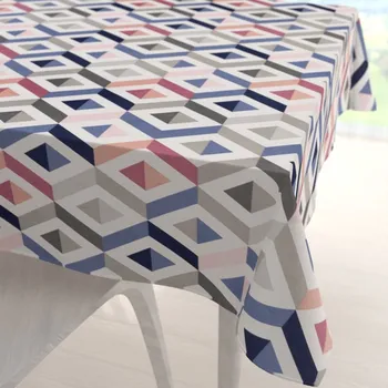 ubrus Bavlněný čtvercový ubrus Sandra SA-573 Modro-růžovo-šedé kosočtverce 40x40 cm