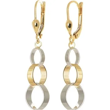 Náušnice Dámské visací náušnice ze žlutého a bílého zlata NA0638F + DÁREK ZDARMA