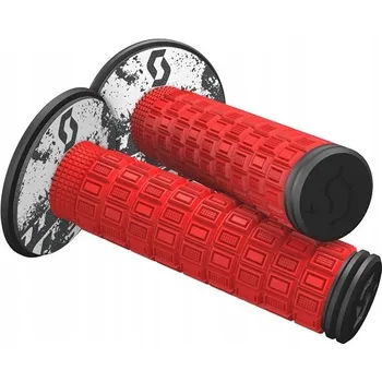 grip SCOTT Gripy MELLOW + Koncovky řídítek červené/černé