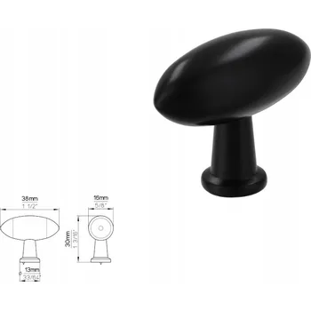 Nábytkové kování Nábytková úchytka knopka SIRO 2039-38PB12 černá matná