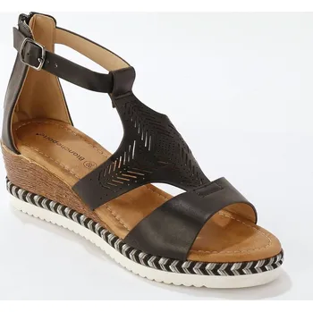 Dámské sandále Ažurové sandály na klínku černá 38