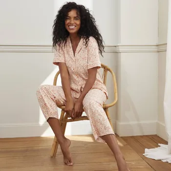 Dámské pyžamo Krátké pyžamo s potiskem květin oranžová 34/36