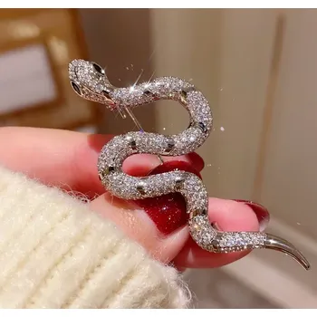 Brož B-TOP Trpytivá brož Had s krystaly