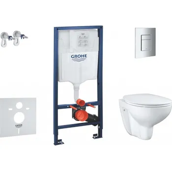 WC sada GROHE - Solido Set předstěnové instalace, klozetu a sedátka Bau Ceramic, softclose, tlačítko Even, chrom SANI15BB1100