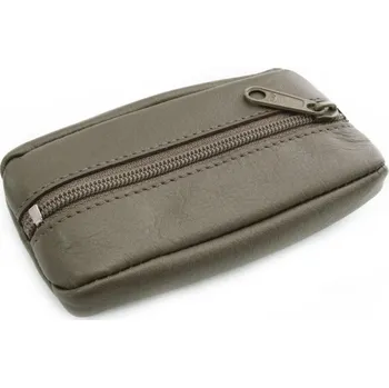 Šedohnědá kožená klíčenka se zipovou kapsou 619-2418-26