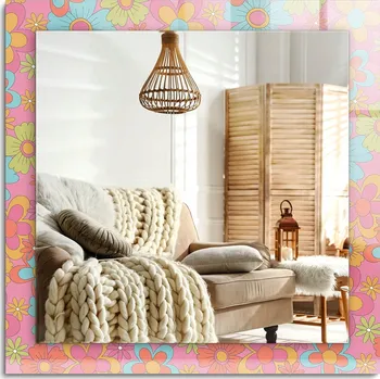 Zrcadlo Dekorativní zrcadlo s ozdobným potiskem Barevné květiny Groove 60x60 cm