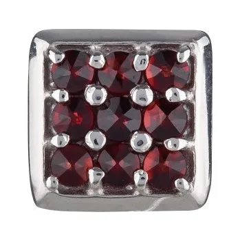 Brož Granát Turnov Stříbrný odznak do klopy s českým granátem, rhodiovaný