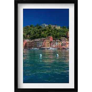 Obraz Dekorativní obraz v černém rámu do obýváku Lodě plující v Portofinu 40x60 cm