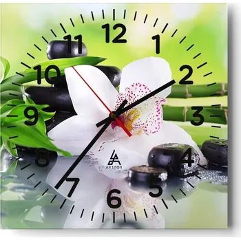 Hodiny Nástěnné hodiny do obýváku 40x40 Bambus Tiché hodiny na skle Bez hlučný chod