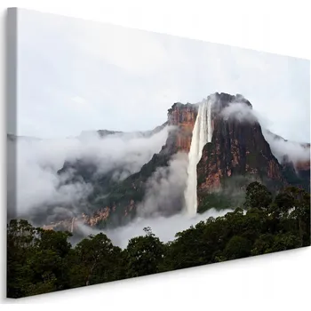 Obraz Obraz VODOPÁD Stromy v Mlze Krajina 3D 30x20